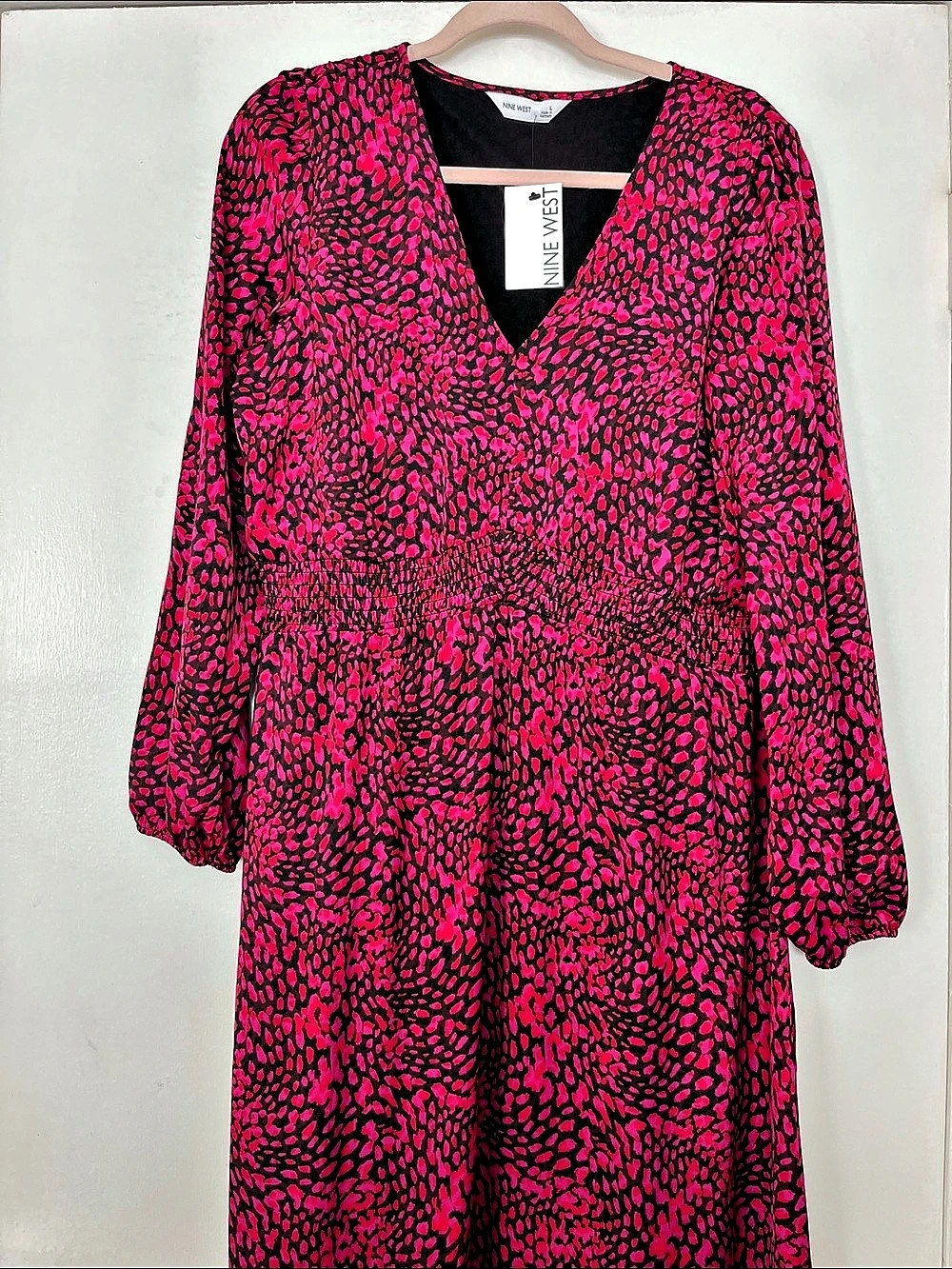 Nine West Animal Print Maxi Dress in Pink & Black NWT